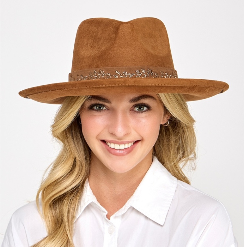 Carmel Fedora with Wide Tapestry Inspired Embroidered Ribbon O/S (fits most)